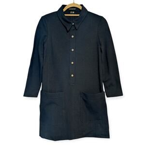 Theory Women's Erimenthia Dress Black Stretch Snaps Size TP / XSP